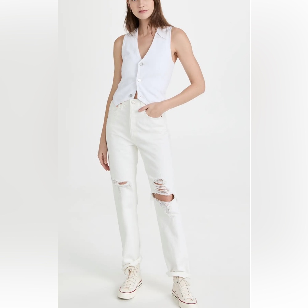 Citizens of Humanity EVA ripped white straight jeans